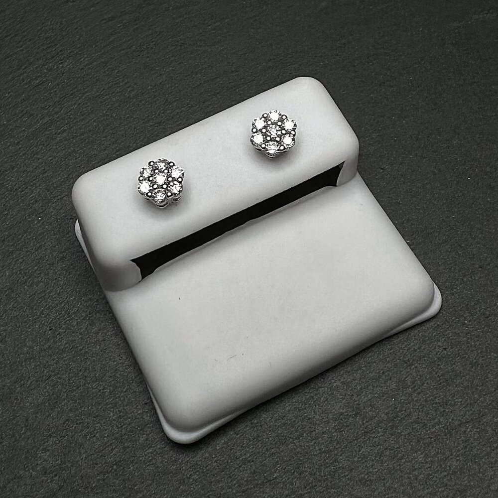 0.5 CT VVS Moissanite Honeycomb Set 925 Silver Earring Studs 6mm